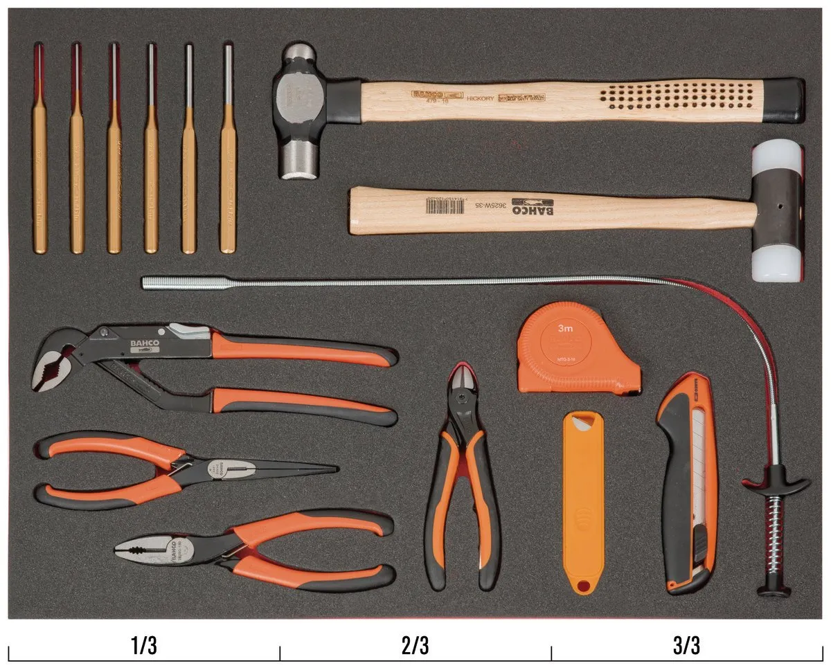 BAHCO FOAMINLAY FIT&GO 3/3 MET SLAGGEREEDSCHAP EN TANGEN – 11DELIG – FF1A127