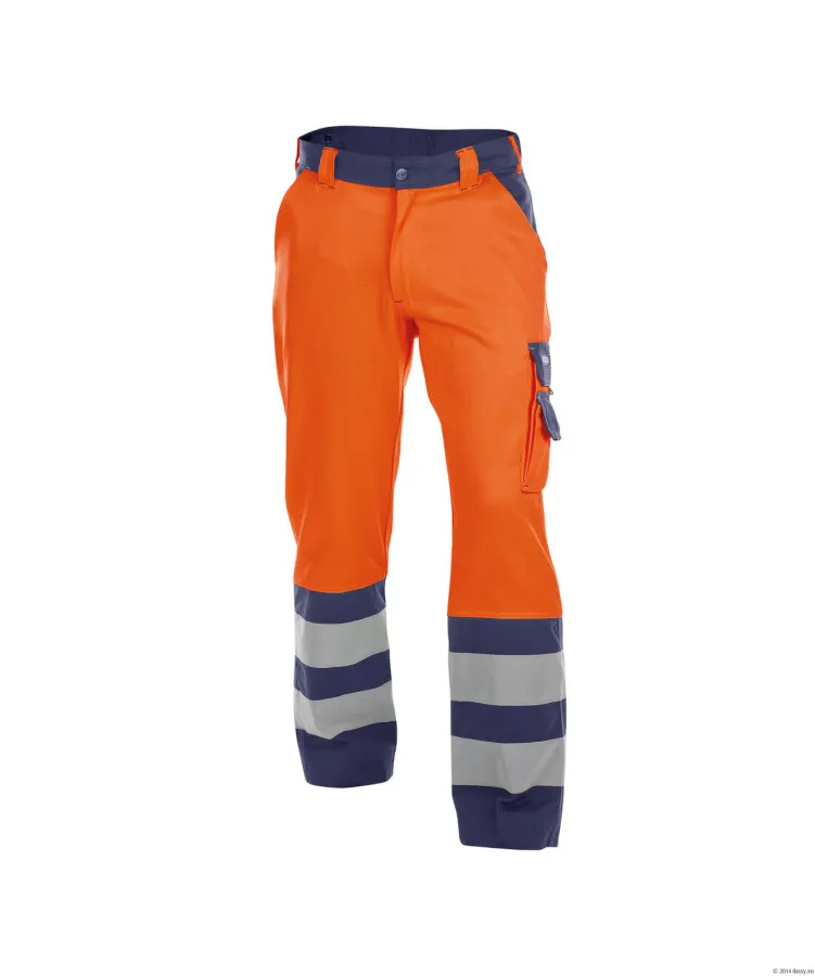 DASSY® LANCASTER HOGE ZICHTBAARHEIDSBROEK FLUORORANJE/MARINEBLAUW MAAT 53