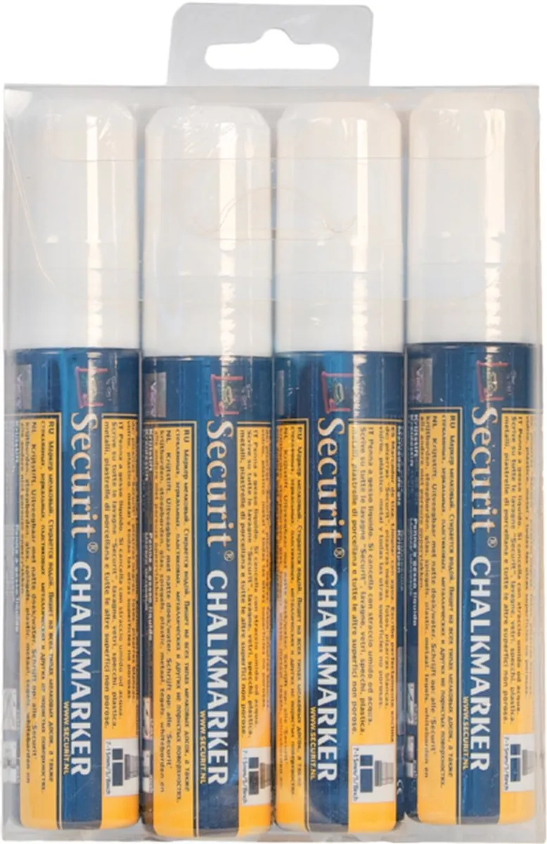 KRIJTSTIFT SECURIT SMA720 BLOK WIT 715MM BLISTER à 4 STUKS
