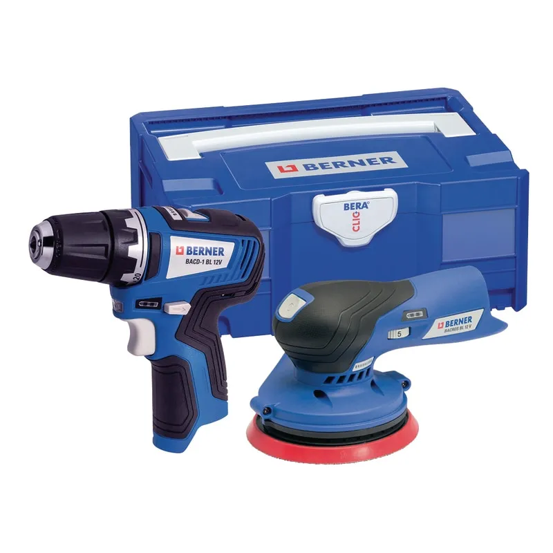 SCHROEFBOORMACHINE 12V EN EXCENTRISCHE SCHUURMACHINE 12V 12 V BACD1 BL & BACROS BL, IN BERACLIC+, ZONDER ACCU EN LADER