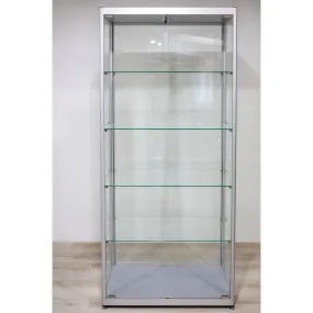 Vitrinekast aluminium frame verstelbare legborden slot grijs